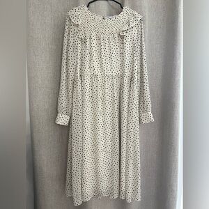 Madewell Black and White Polka Dot Long Sleeve Dress
